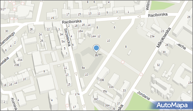 Katowice, Strzelecka, 8b, mapa Katowic