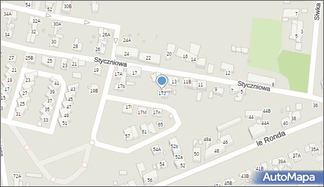 Katowice, Styczniowa, 17J, mapa Katowic