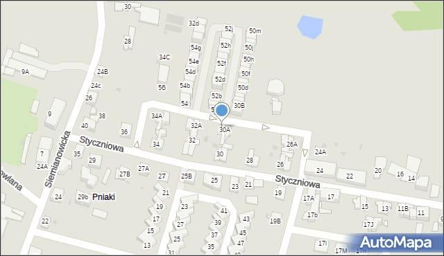 Katowice, Styczniowa, 30c, mapa Katowic