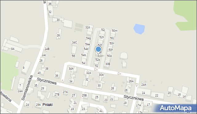 Katowice, Styczniowa, 52c, mapa Katowic