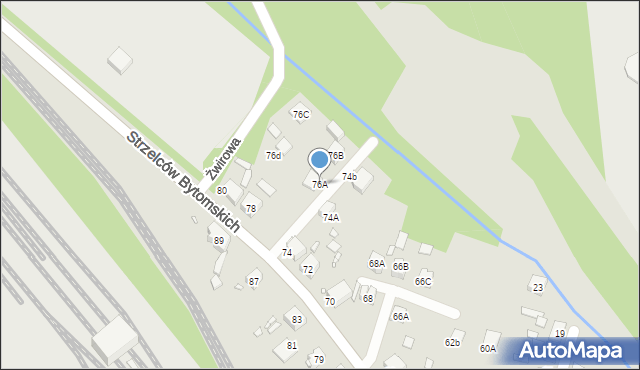 Katowice, Strzelców Bytomskich, 76A, mapa Katowic