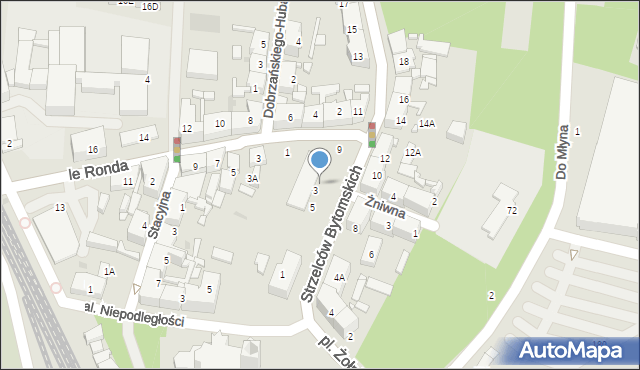 Katowice, Strzelców Bytomskich, 7, mapa Katowic
