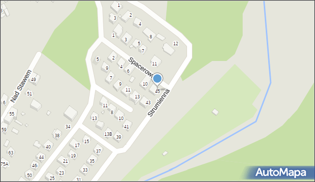 Katowice, Strumienna, 45, mapa Katowic