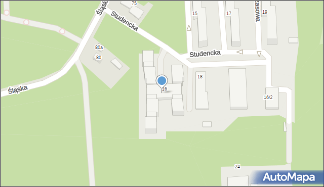 Katowice, Studencka, 16p, mapa Katowic