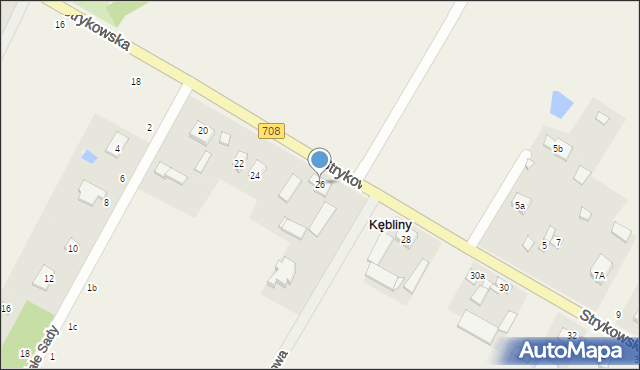 Kębliny, Strykowska, 26, mapa Kębliny