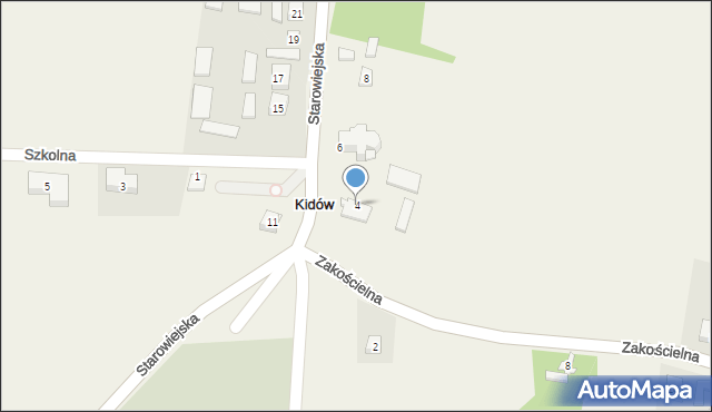 Kidów, Starowiejska, 4, mapa Kidów