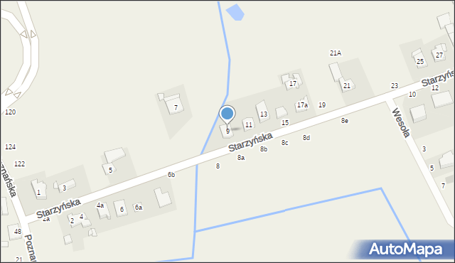 Kiekrz, Starzyńska, 9, mapa Kiekrz