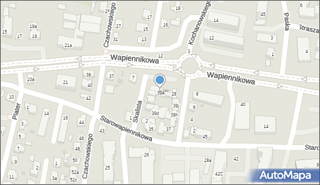 Kielce, Starowapiennikowa, 39a, mapa Kielc