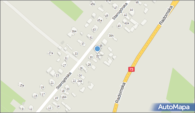 Kielce, Starogórska, 32, mapa Kielc