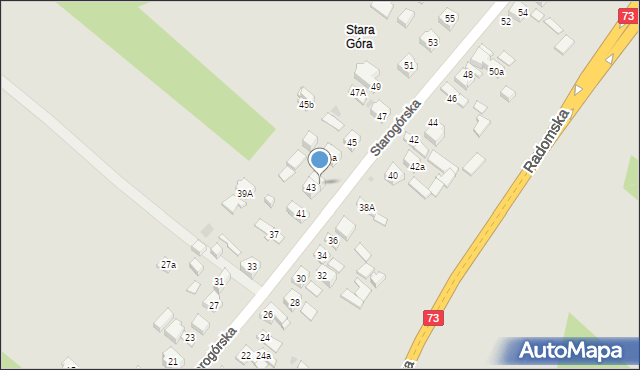 Kielce, Starogórska, 43a, mapa Kielc