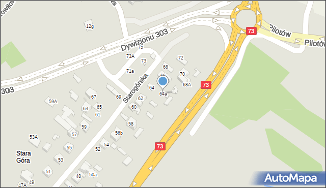 Kielce, Starogórska, 64a, mapa Kielc