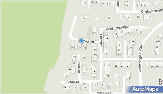 Kielce, Stwosza Wita, 75, mapa Kielc