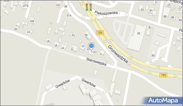 Kielce, Starowiejska, 8, mapa Kielc