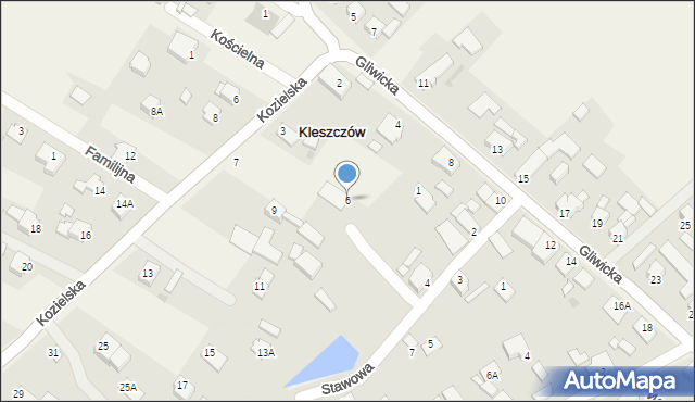 Kleszczów, Stawowa, 6, mapa Kleszczów