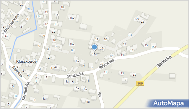 Kluszkowce, Strażacka, 12a, mapa Kluszkowce