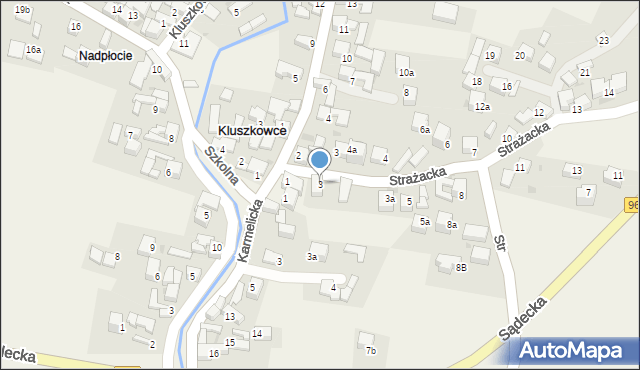 Kluszkowce, Strażacka, 3, mapa Kluszkowce