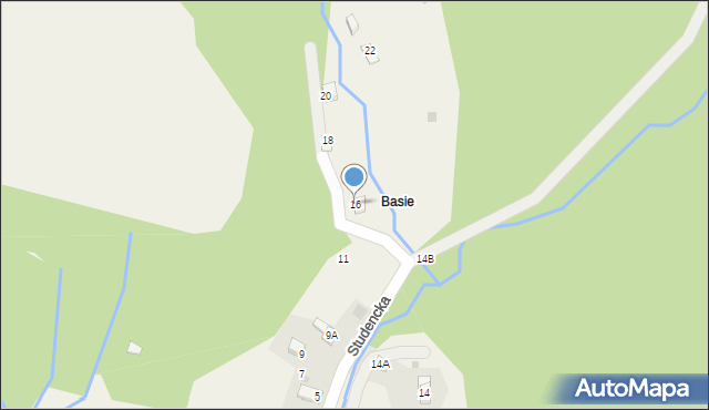 Kocierz Rychwałdzki, Studencka, 16, mapa Kocierz Rychwałdzki