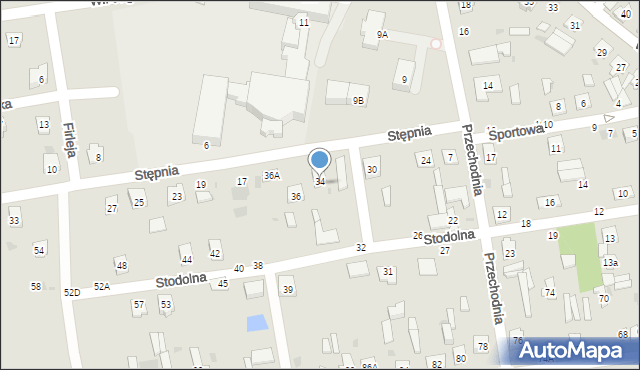 Kock, Stodolna, 34A, mapa Kock