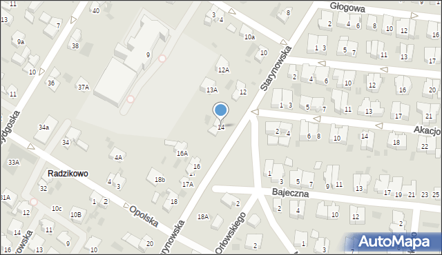 Kołobrzeg, Starynowska, 14, mapa Kołobrzegu