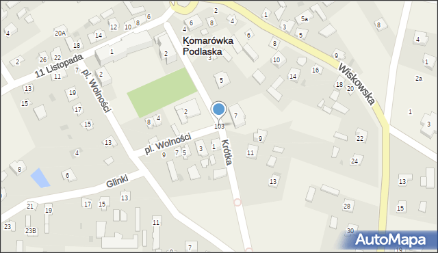 Komarówka Podlaska, Staszica Stanisława, 103, mapa Komarówka Podlaska