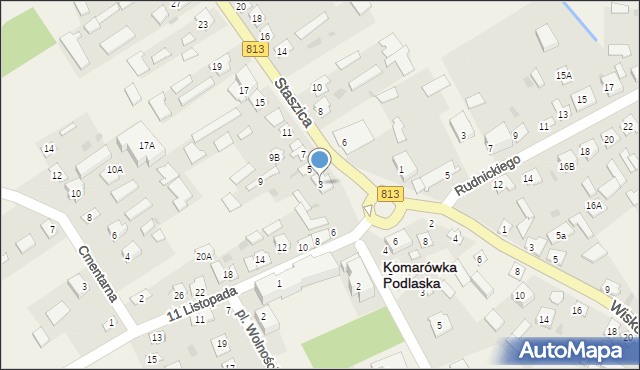 Komarówka Podlaska, Staszica Stanisława, 3, mapa Komarówka Podlaska