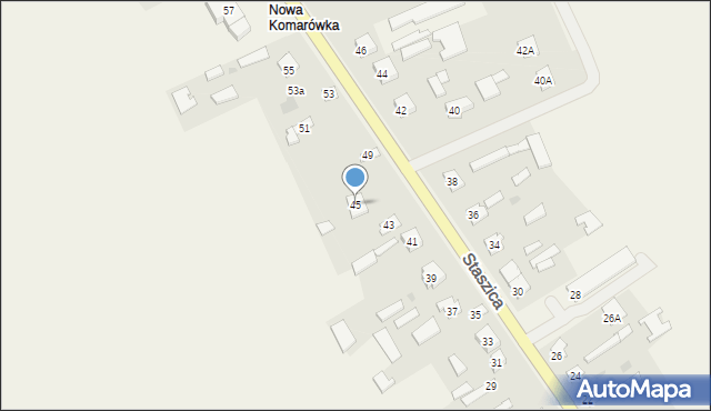 Komarówka Podlaska, Staszica Stanisława, 45, mapa Komarówka Podlaska