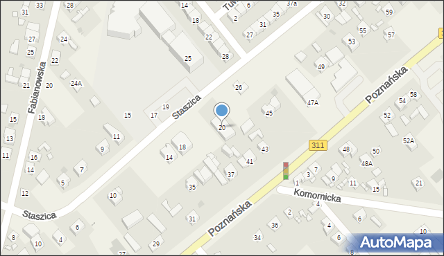Komorniki, Staszica Stanisława, 20, mapa Komorniki