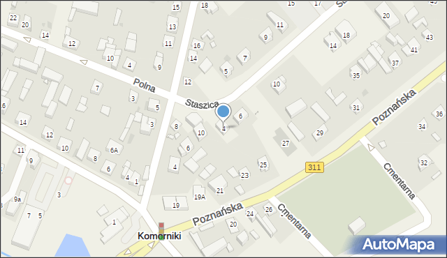 Komorniki, Staszica Stanisława, 4, mapa Komorniki