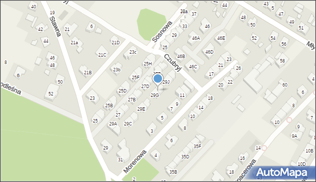 Komorniki, Stawna, 29H, mapa Komorniki