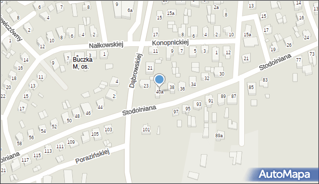 Konin, Stodolniana, 40a, mapa Konina