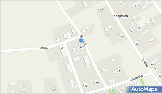 Kopienica, Strażacka, 10, mapa Kopienica