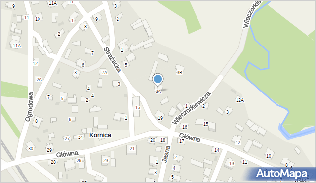 Kornica, Strażacka, 3A, mapa Kornica