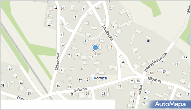 Kornica, Strażacka, 4, mapa Kornica