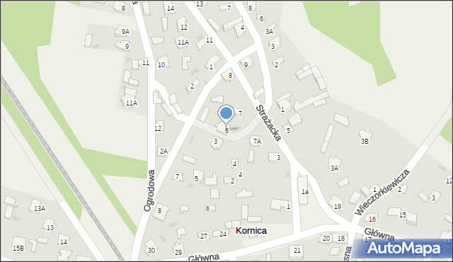 Kornica, Strażacka, 6, mapa Kornica