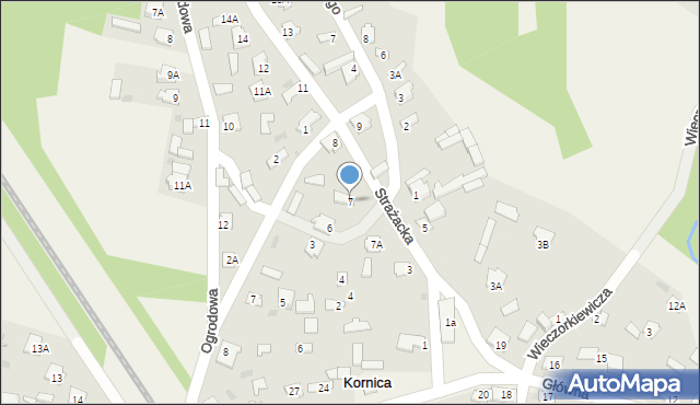 Kornica, Strażacka, 7, mapa Kornica