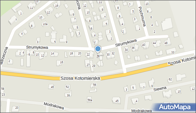 Koronowo, Strumykowa, 26, mapa Koronowo