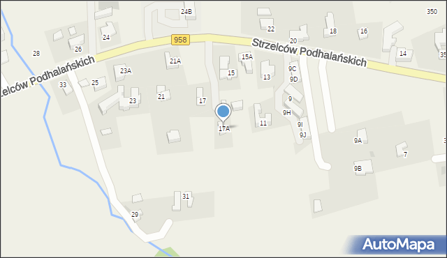 Kościelisko, Strzelców Podhalańskich, 17A, mapa Kościelisko