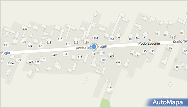 Kostomłoty Drugie, Starowiejska, 111, mapa Kostomłoty Drugie