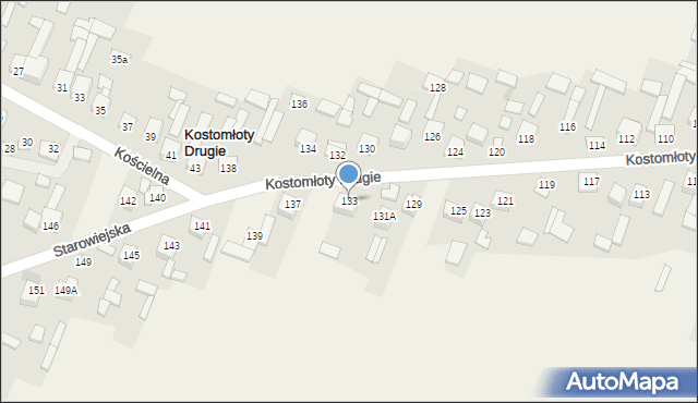 Kostomłoty Drugie, Starowiejska, 133, mapa Kostomłoty Drugie