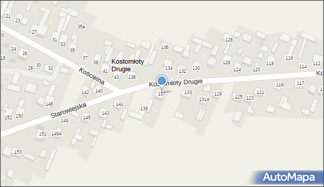 Kostomłoty Drugie, Starowiejska, 137, mapa Kostomłoty Drugie