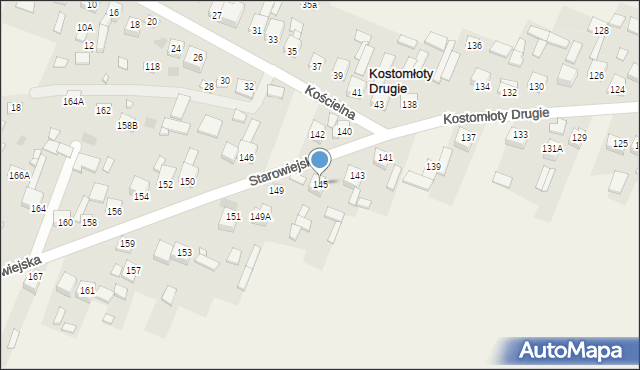 Kostomłoty Drugie, Starowiejska, 145, mapa Kostomłoty Drugie