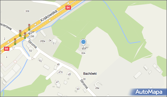 Koszyce Wielkie, Stroma, 80A, mapa Koszyce Wielkie