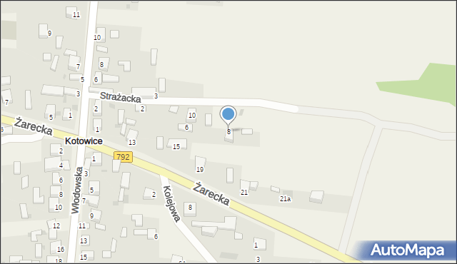 Kotowice, Strażacka, 8, mapa Kotowice