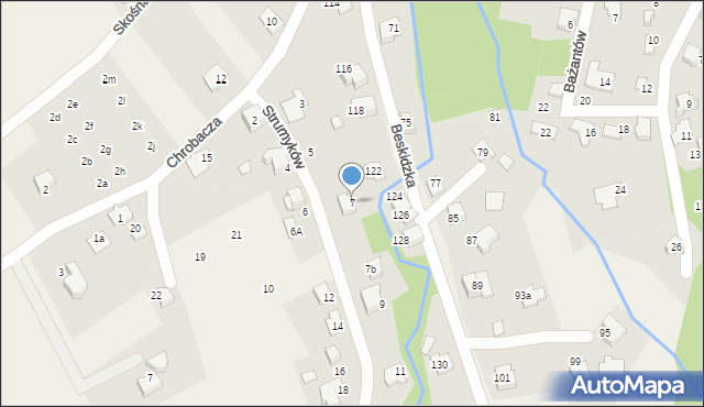 Kozy, Strumyków, 7, mapa Kozy