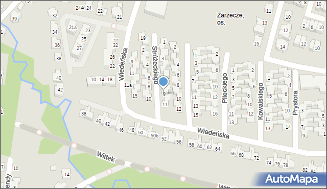 Kraków, Stróżeckiego Jana, 9, mapa Krakowa