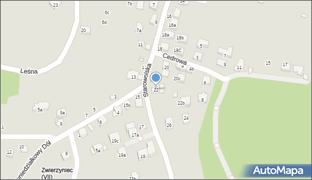 Kraków, Starowolska, 22, mapa Krakowa