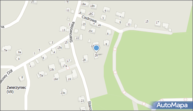 Kraków, Starowolska, 24, mapa Krakowa