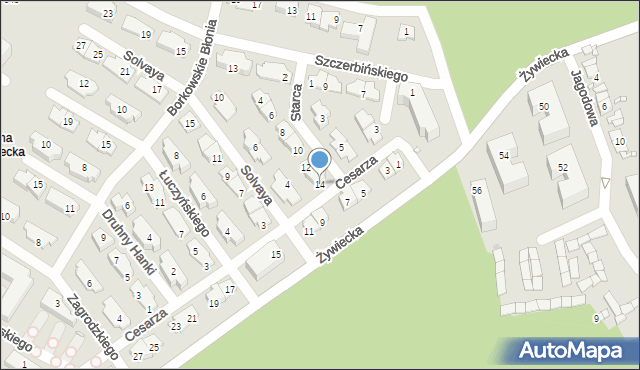 Kraków, Starca Tadeusza, 14, mapa Krakowa