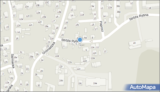 Kraków, Stróża Rybna, 7, mapa Krakowa