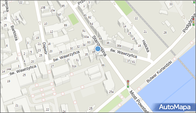 Kraków, Starowiślna, 97, mapa Krakowa